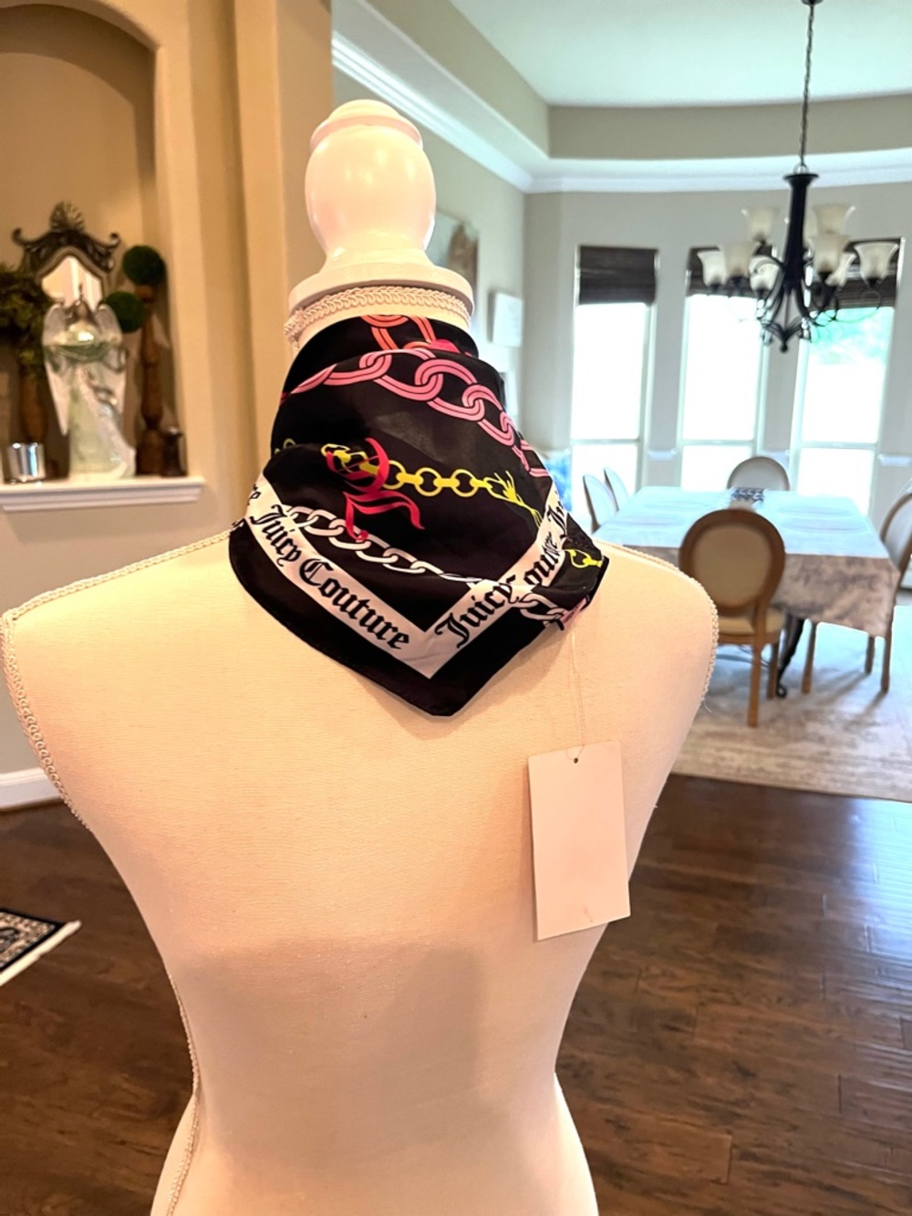 Juicy Couture Black Scarf with Neon Chain Print - Picture 9 of 15